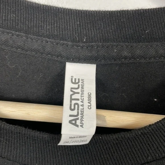 Alstyle T shirt men's size 2X Large short sleeve cotton black and white pullover - Picture 8 of 8